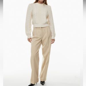 Aritzia Wilfred Effortless Pant in Heather Oat Beige Size 8 NWT